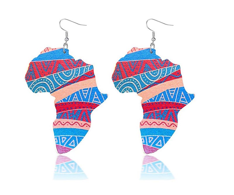 SIISPRI YZstyle 6 Pairs Wooden Earrings African Map Jewelry Ethnic Style Geometric Personalized Earrings Colorful Painted Lightweight Dangle Drop Earrings Natural Wooden Bohemian Statement Earrings (6pairs-C) - Image 2